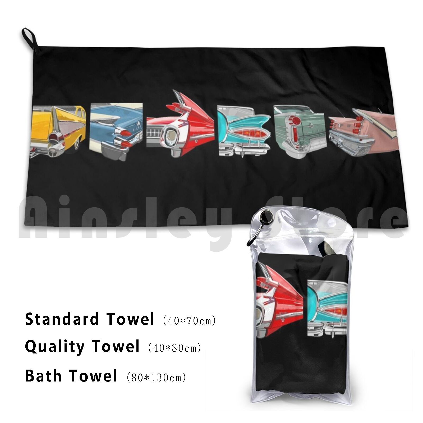 Vintage Collectible Show - Autoshow Aangepaste handdoek Badhanddoek Vintage auto's