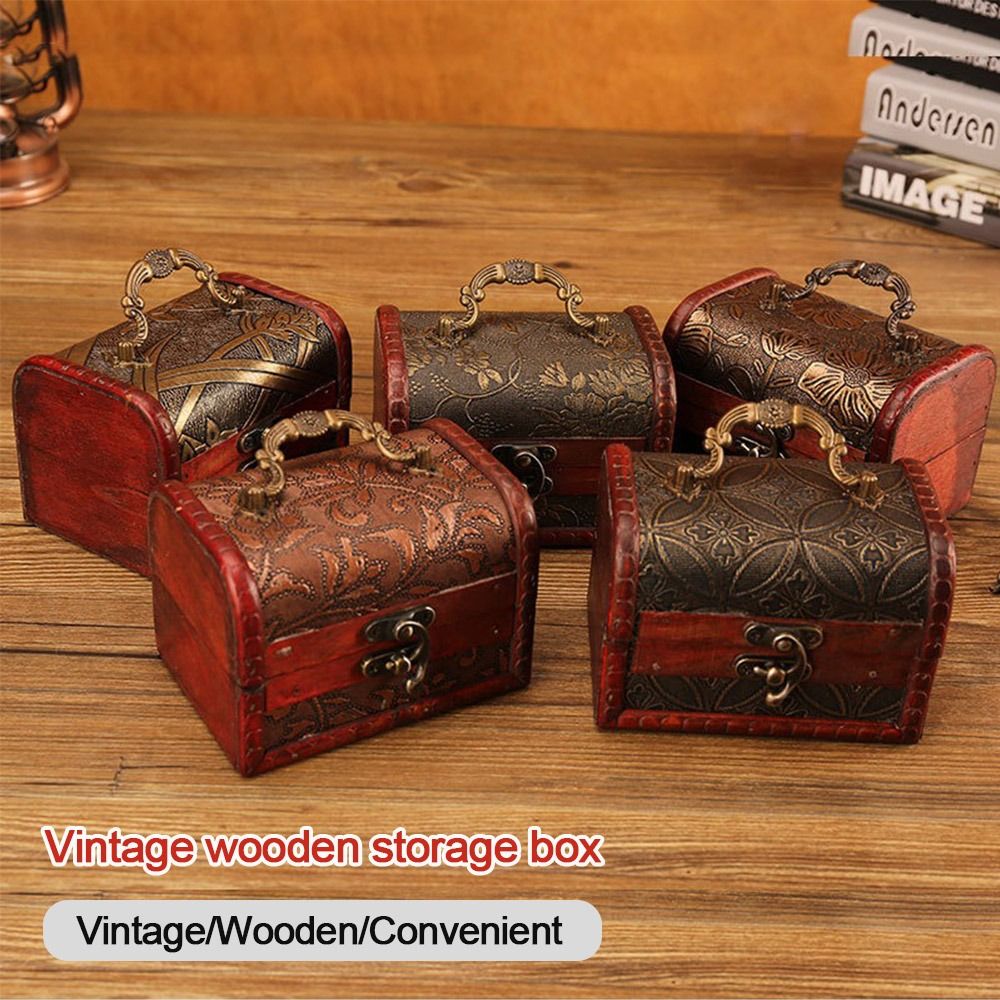 Vintage Collectible Show - Creatieve mini houten sieradendoos met handvat