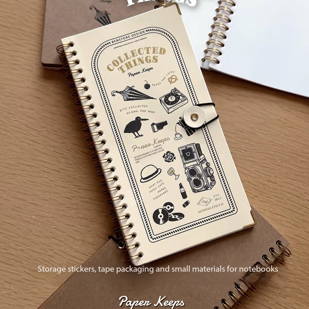 Vintage And Collectible Books - Vintage spiraalvormig papierboek, lange strook washi