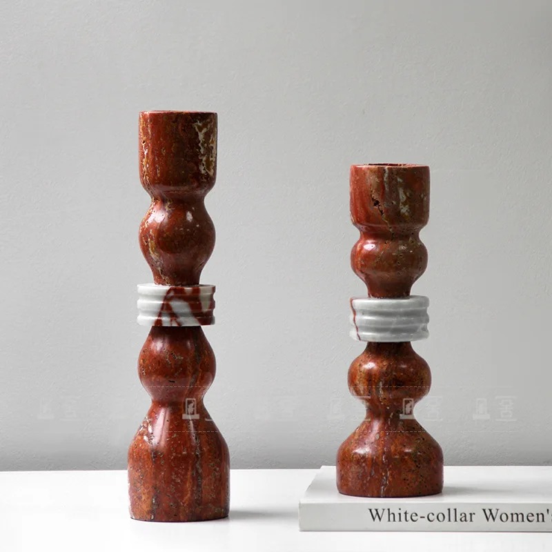 Vintage Collectible Marbles - Marmeren kaarsenhouder Vintage tafelblad kandelaar Woonkamertafel