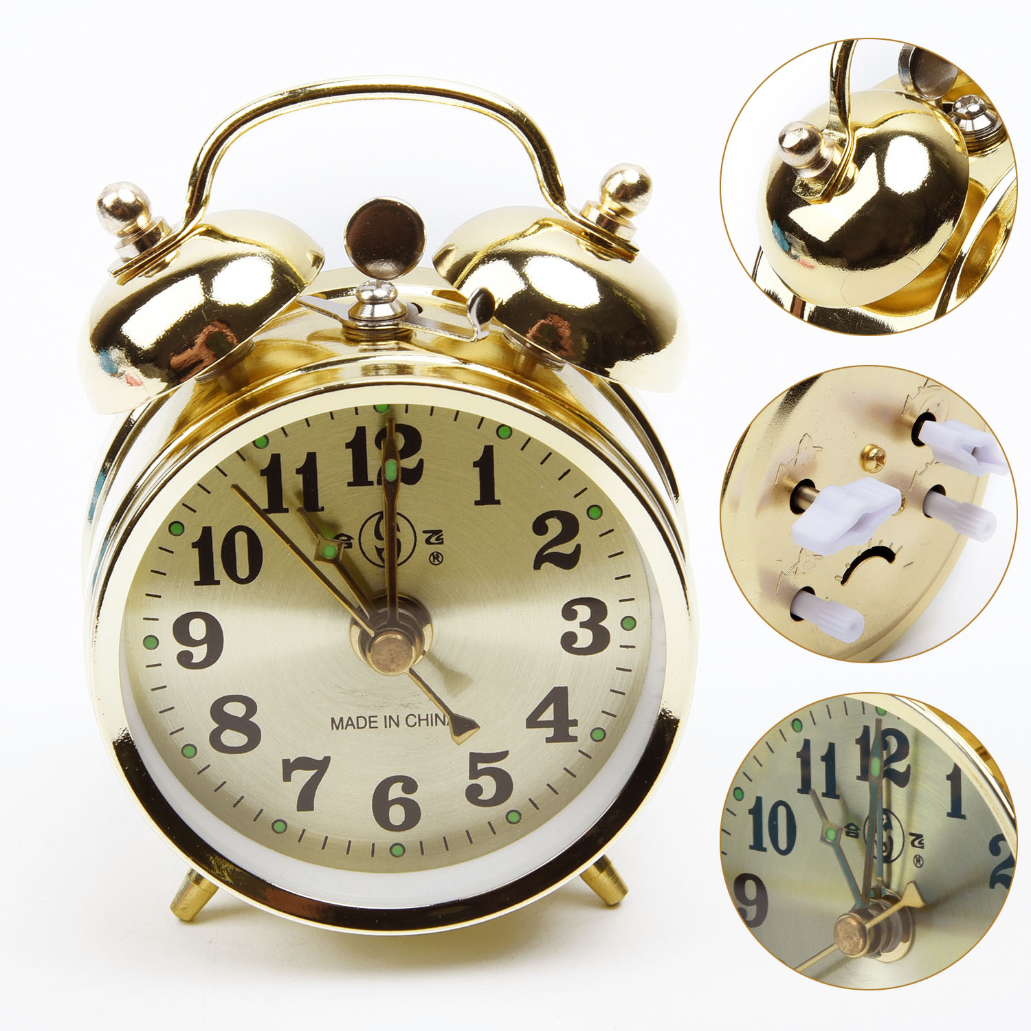Vintage Collectible Show - Hoefijzer Mechanische Gouden Wekker Handmatig Opwinden